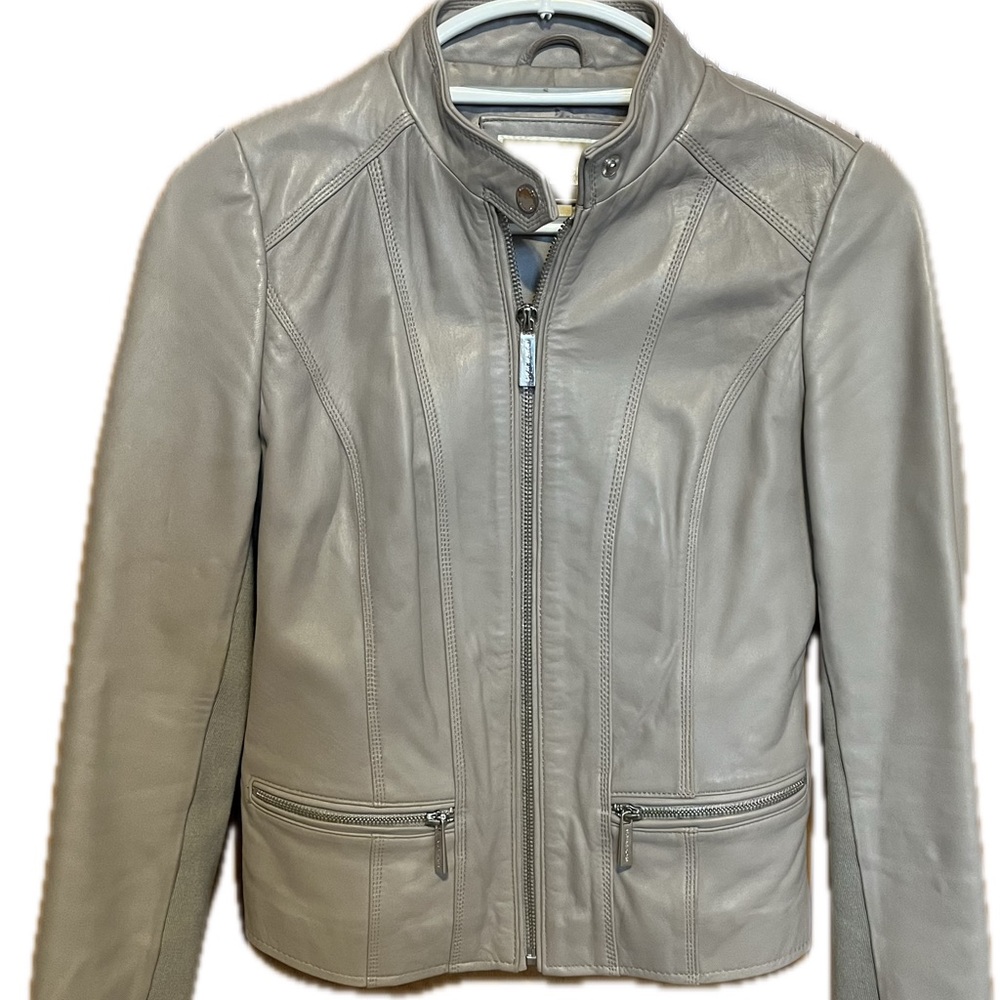 Michael Kors Gray Leather Jacket